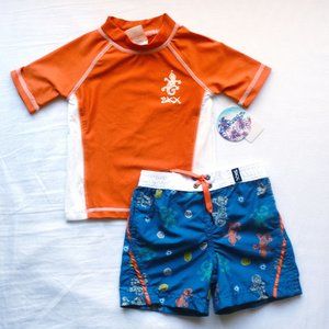 Sketchers Boys Rash Guard & Swim Trunks